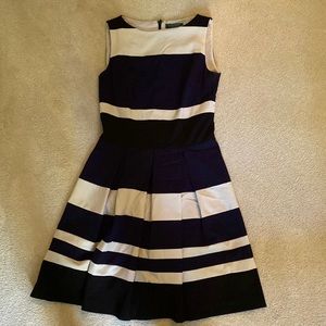 Lauren sleeveless dress: navy, black and cream